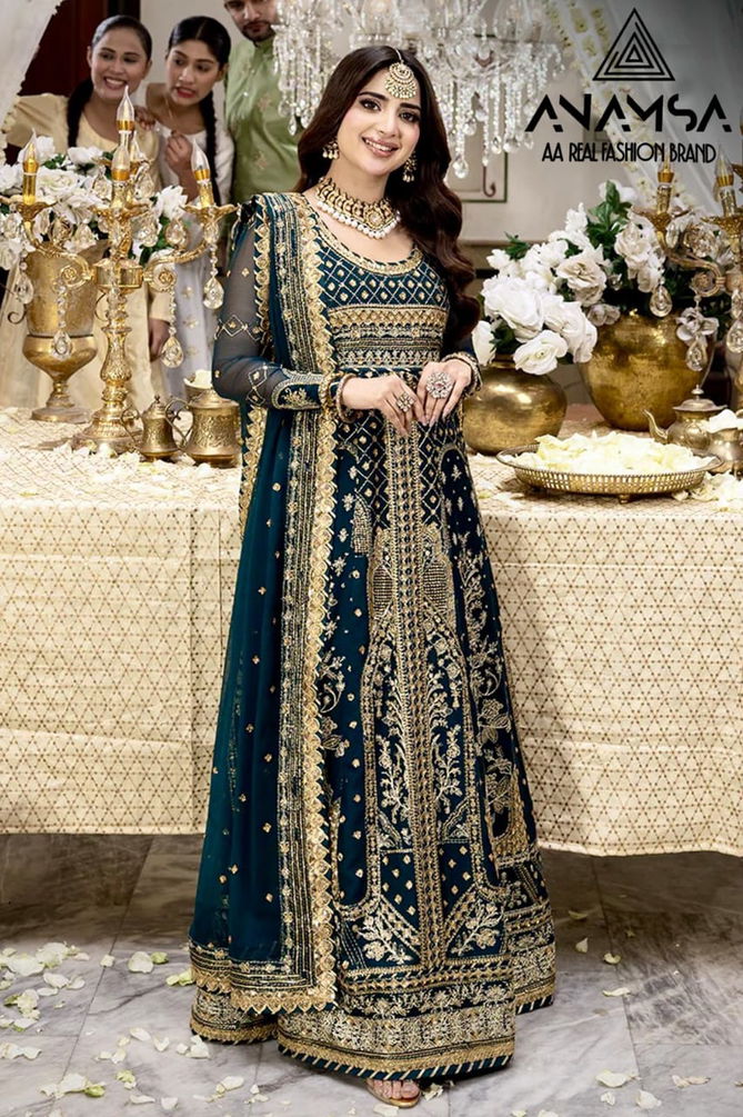 Anamsa 514 Faux Georgette Embroidery Pakistani Suit Wholesale Price In Surat